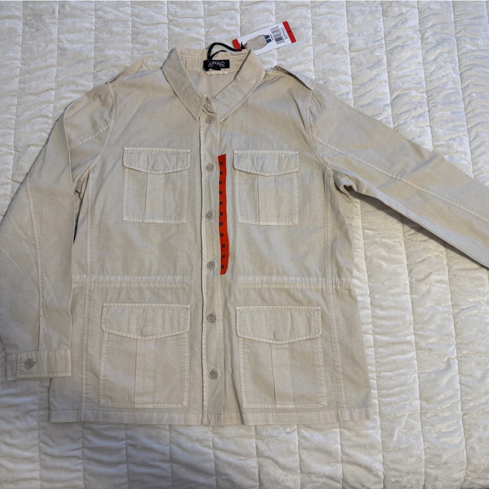Buffalo David Bitton Beige Utility Jacket with Red Accent
